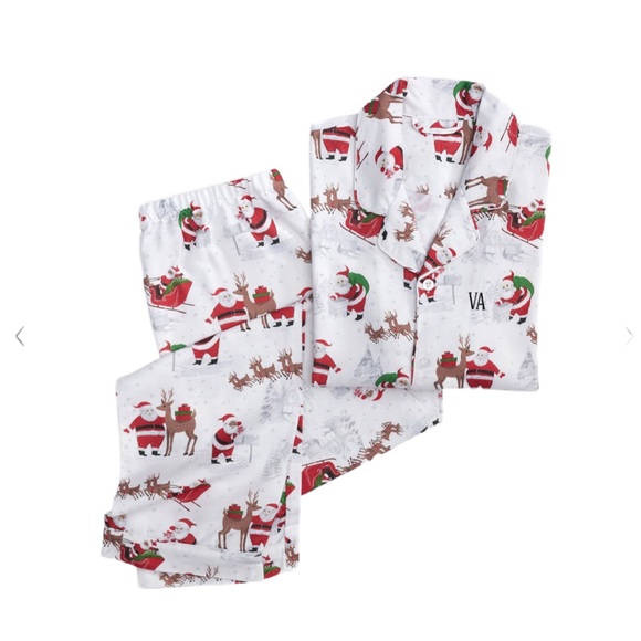 NWT Pottery Barns kids size 10 Heritage Santa Pajama Set - White and Red - Picture 2 of 6